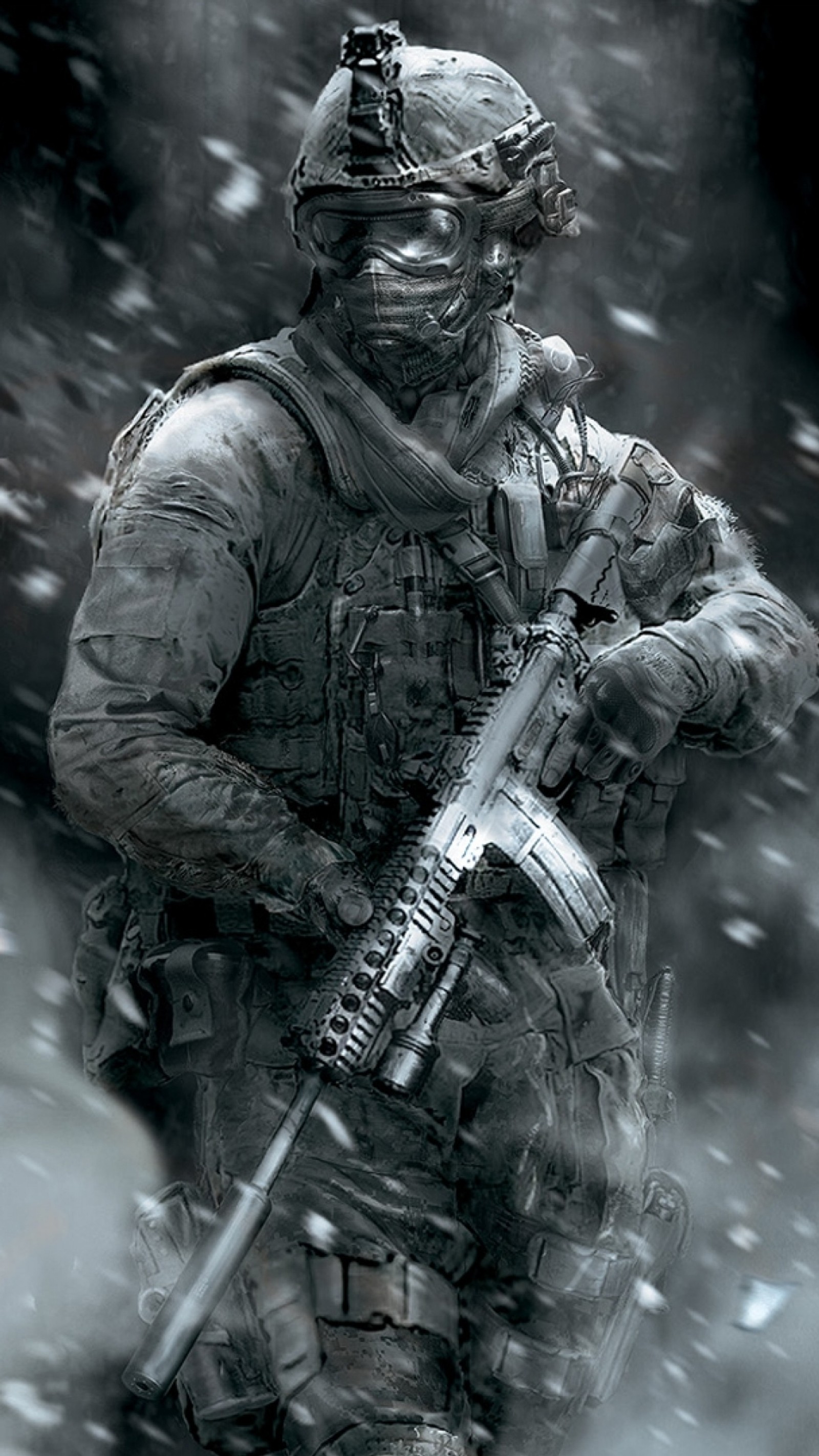 Arafed soldier with a rifle in the snow (call of duty, soldier, army, military, military organization)