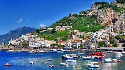 Amalfi Coast Bliss: Scenic Harbor and Mountain Village