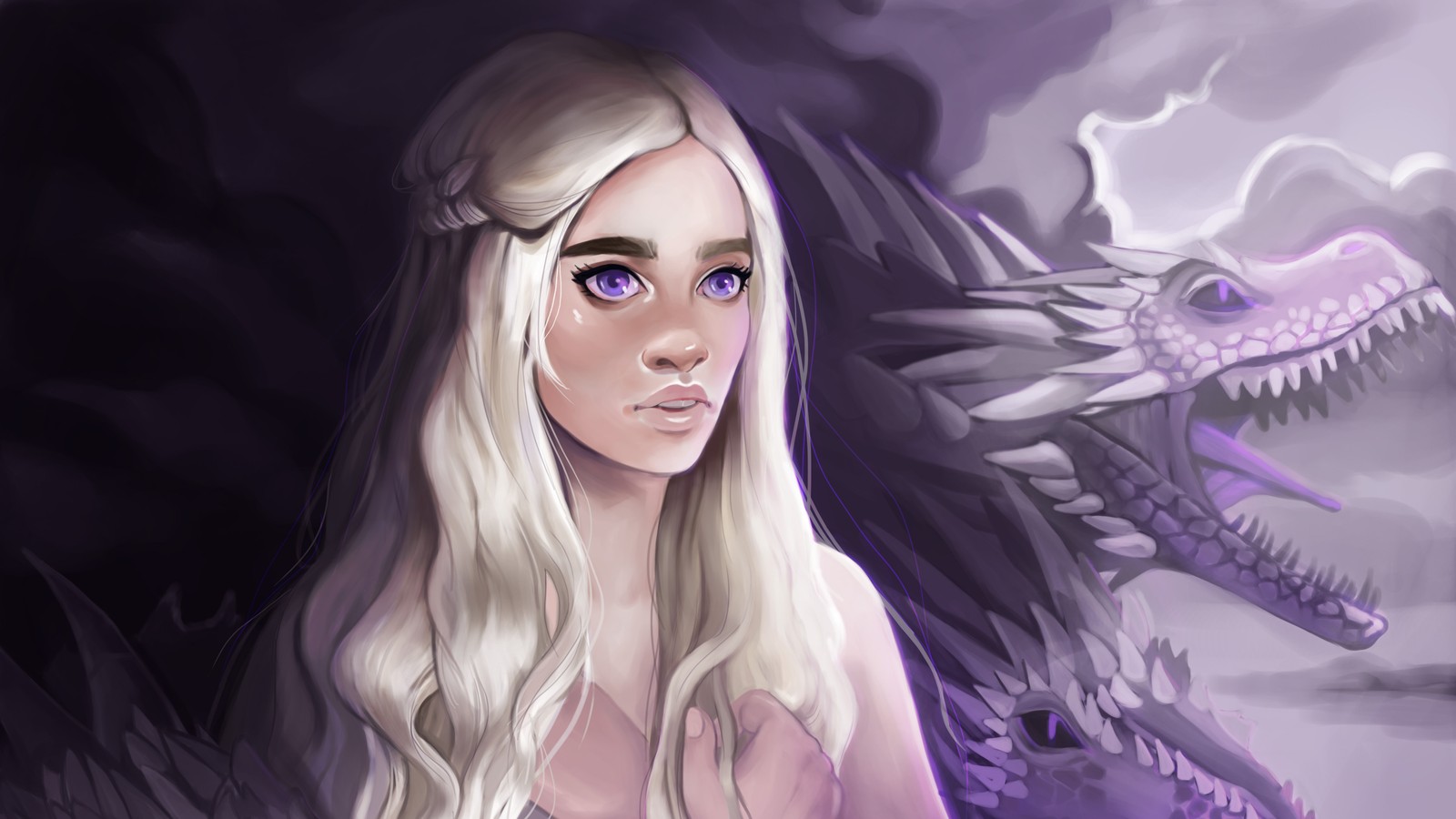 daenerys targaryen, game of thrones, jon snow, emilia clarke, art wallpaper