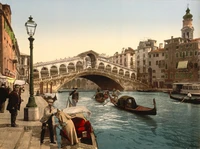 puente de rialto, góndola, vía fluvial, canal, turismo