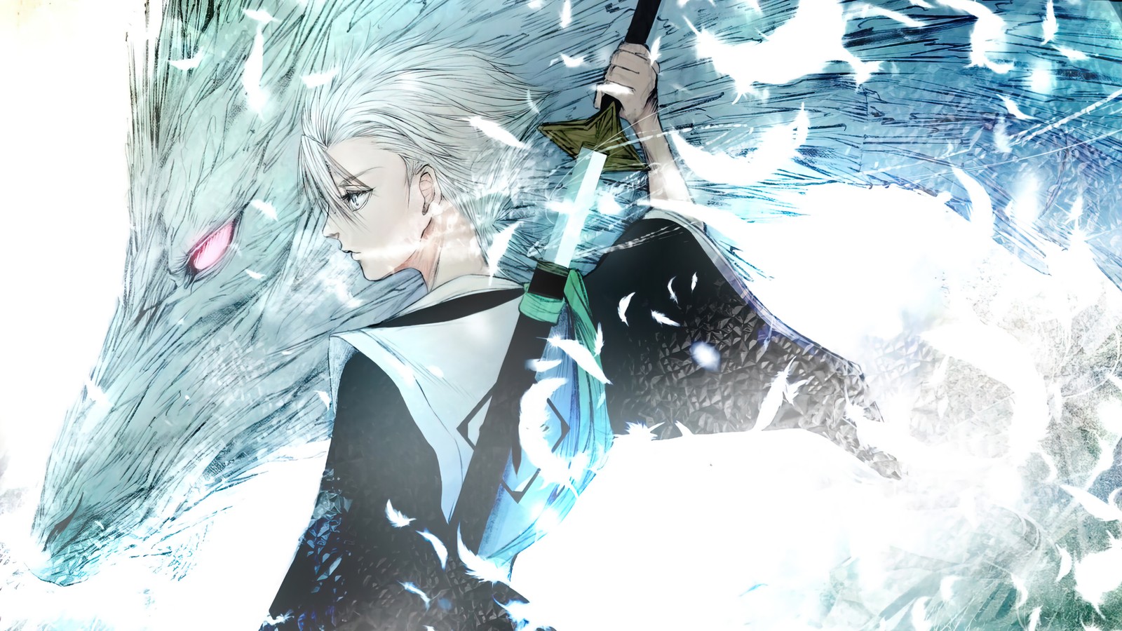 Baixar papel de parede toshiro hitsugaya, gelo, dragão, bleach