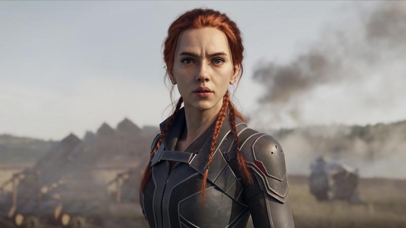 Ближайший план женщины в костюме черной вдовы (черная вдова, black widow, cgi, скарлетт йоханссон, scarlett johansson)