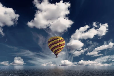 nuage, nature, journée, jaune, montgolfière