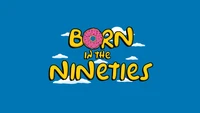 Born in the Nineties: Nostalgic Quote with Clouds on a Blue Background