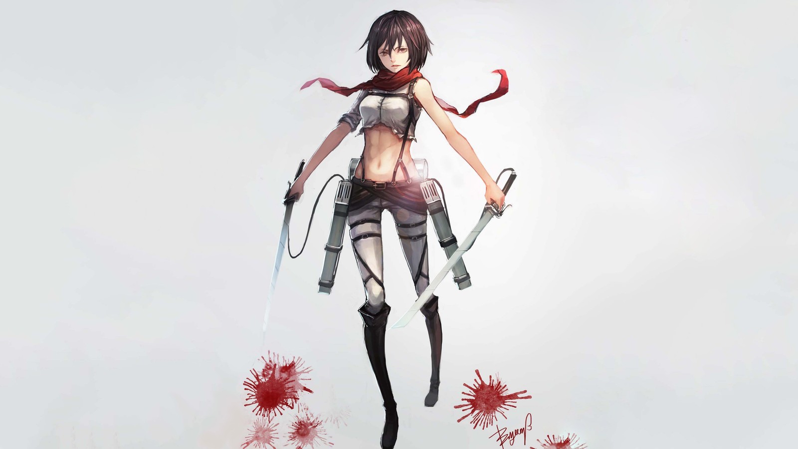 mikasa ackerman, attack on titan, eren yeager, levi, anime wallpaper