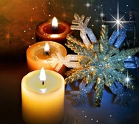 Festive Candles and Glittering Snowflake for a Merry New Year