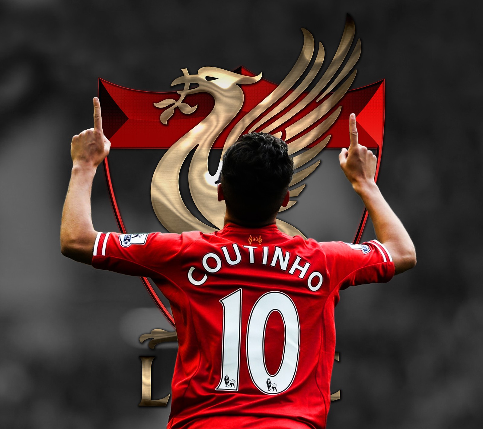 Lade anfield, coutinho, lfc, liverpool, rot Hintergrund herunter