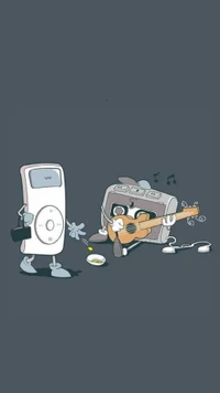 Cartoon Characters Enjoying Music Together