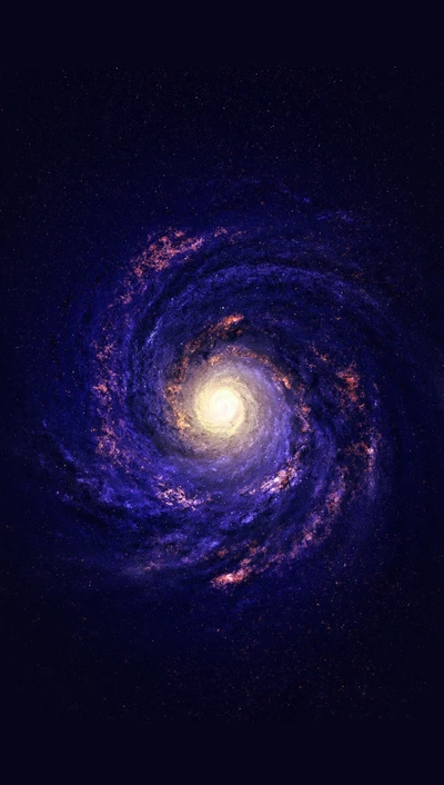 Galaxie spirale majestueuse dans un cosmos bleu profond et étoilé