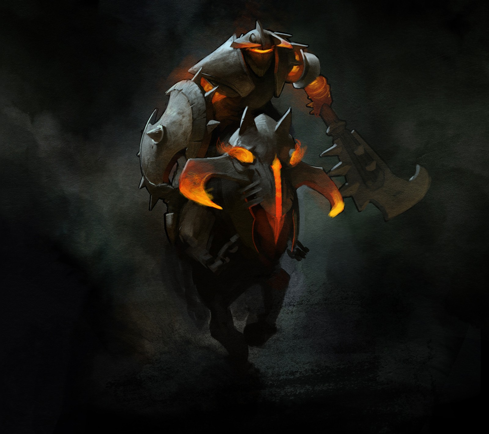 A close up of a man with a large axe in his hand (chaos knight, dota, dota 2, dota2)