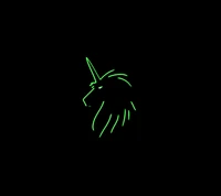 Silhouette de licorne verte néon sur fond noir