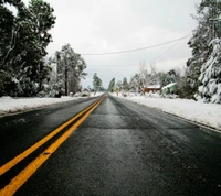 landscape, nature, road, snow, winter wallpaper