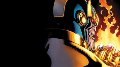 Thanos avec le Gant de l'Infini, montrant le pouvoir des Pierres de l'Infini.