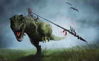 tyrannosaurus, dinosaurier, drache, pc game, digital compositing