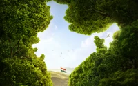 inde, india, drapeau de linde, vert, nature