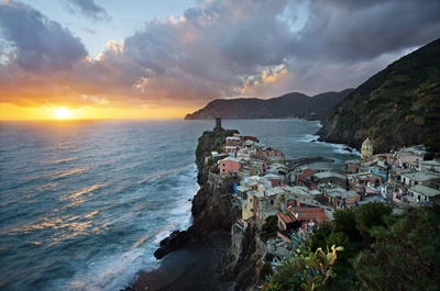 vernazza, costa, mar, cabo, promontório