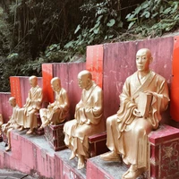 estátua, escultura em pedra, escultura, sentado, templo