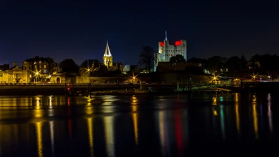 réflexion, nuit, angleterre, england, point de repère