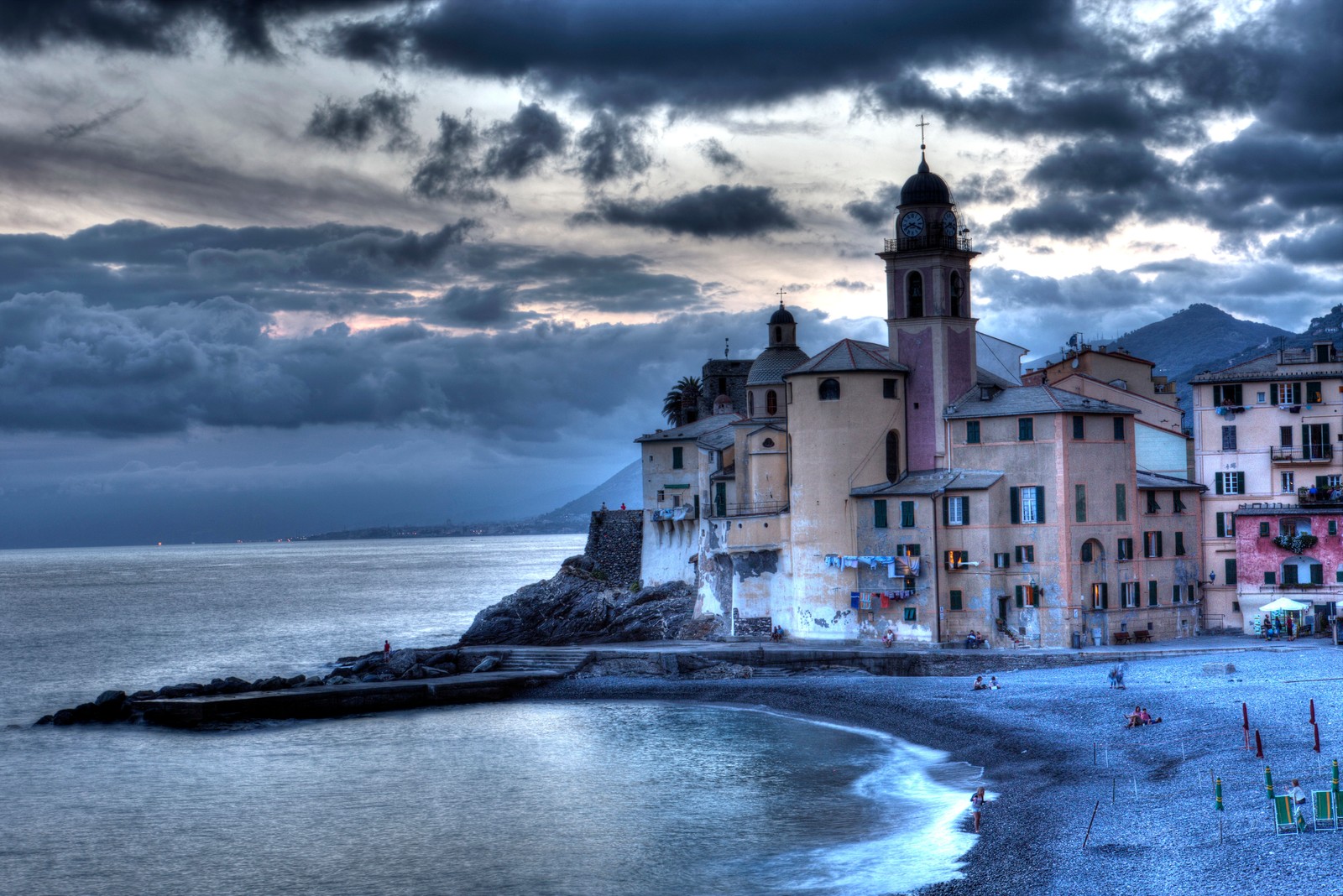 Lade italien, meer, strand, stadt, natur Hintergrund herunter