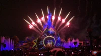 disneyland, fireworks, new years eve, tourist attraction, crowd wallpaper