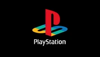 Logo de PlayStation sobre fondo negro - fondo de tecnología 8K