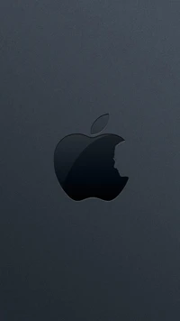 Silhueta de um logotipo da Apple preto contra uma atmosfera escura