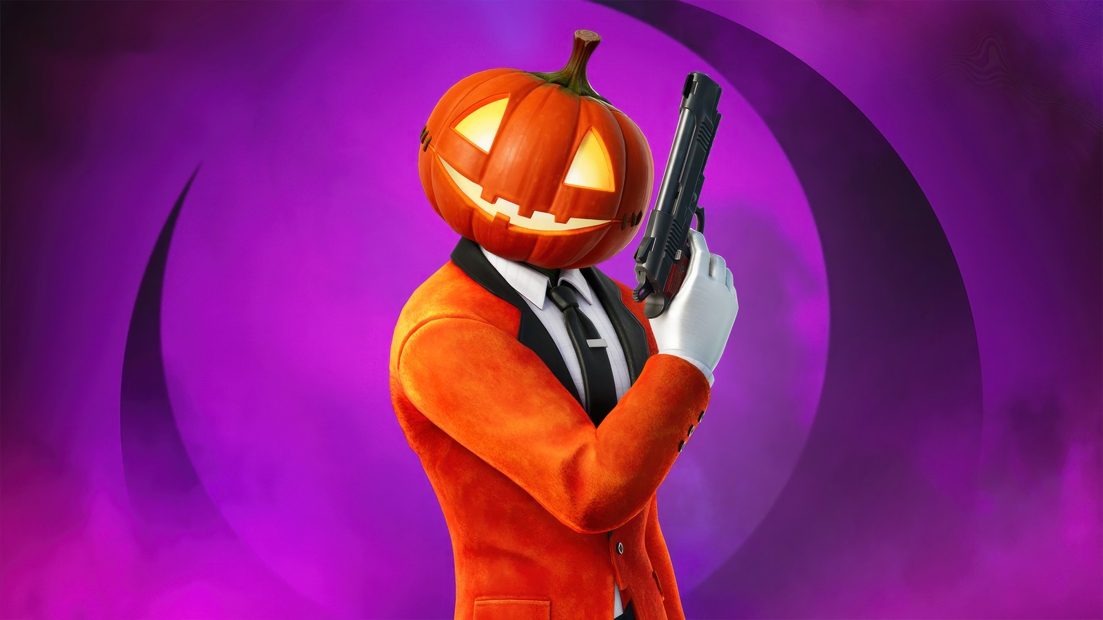 Gros plan sur une personne en costume tenant une arme à feu (fortnite, battle royale, jeu vidéo, jack oassin, tenue)