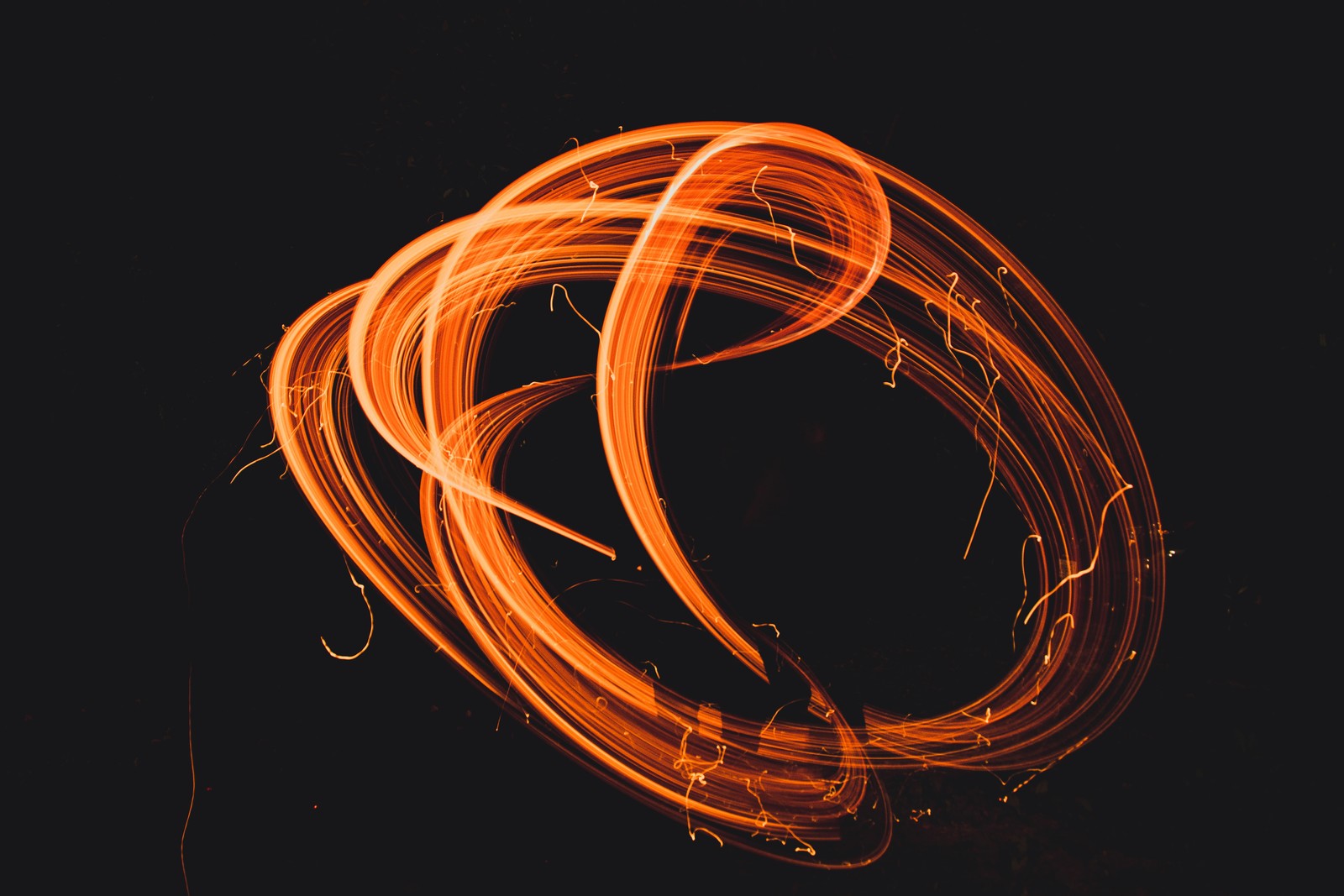 orange, circle, dance, sparkler, light Download Wallpaper