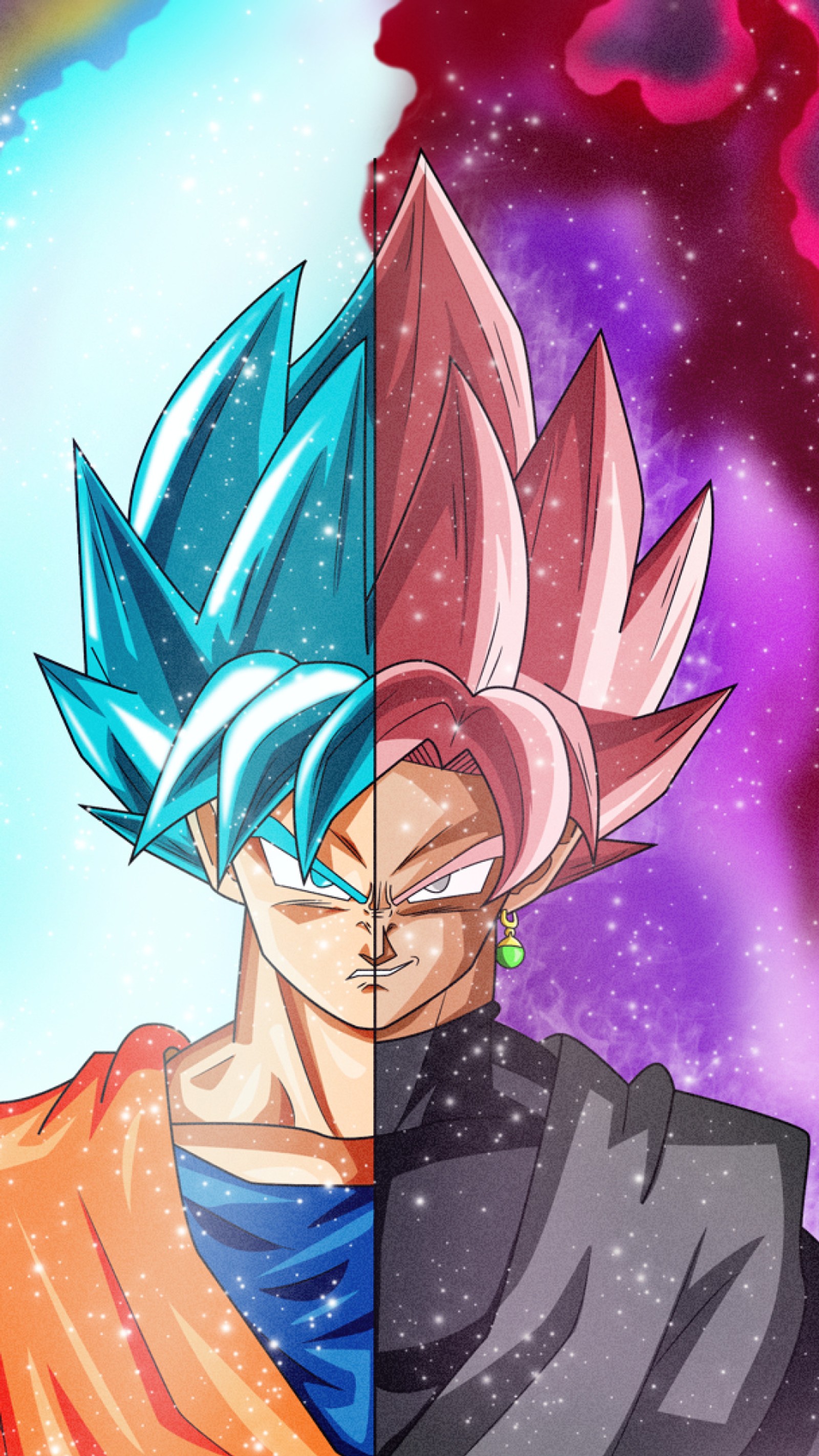 Dragon ball goku and goku are two different colors (dragon ball, dragon ball super)