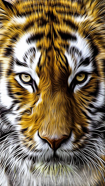 Majestic Tiger Portrait in Vivid Oil Painting Style