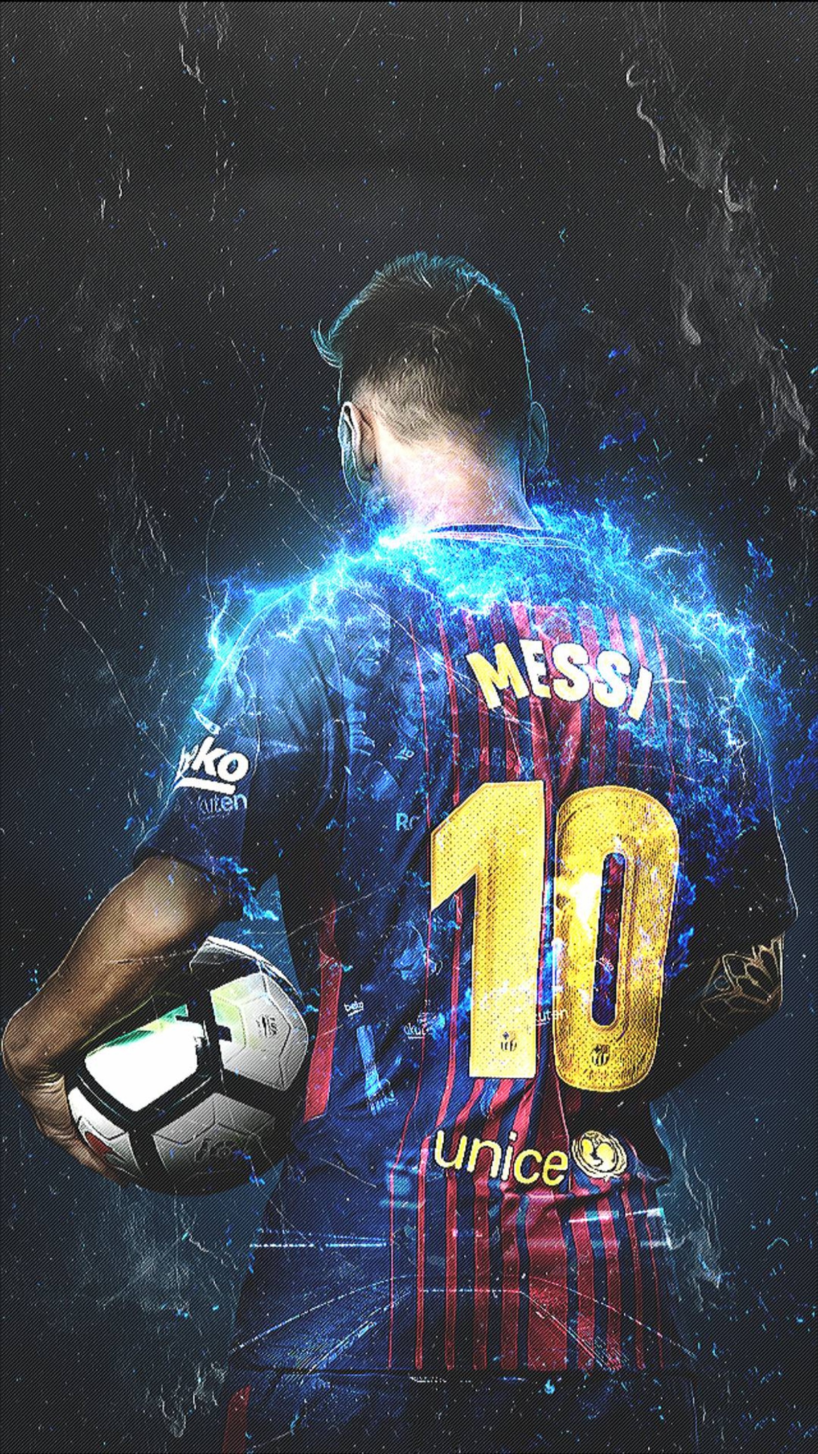 Une image d'un joueur de football avec un ballon (football, messi, sports)