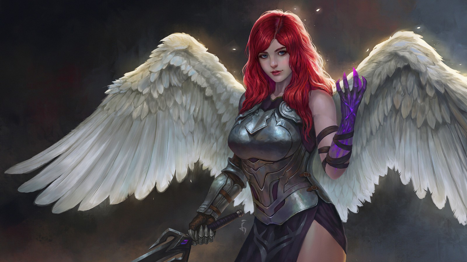 angel, warrior, wings, fantasy wallpaper