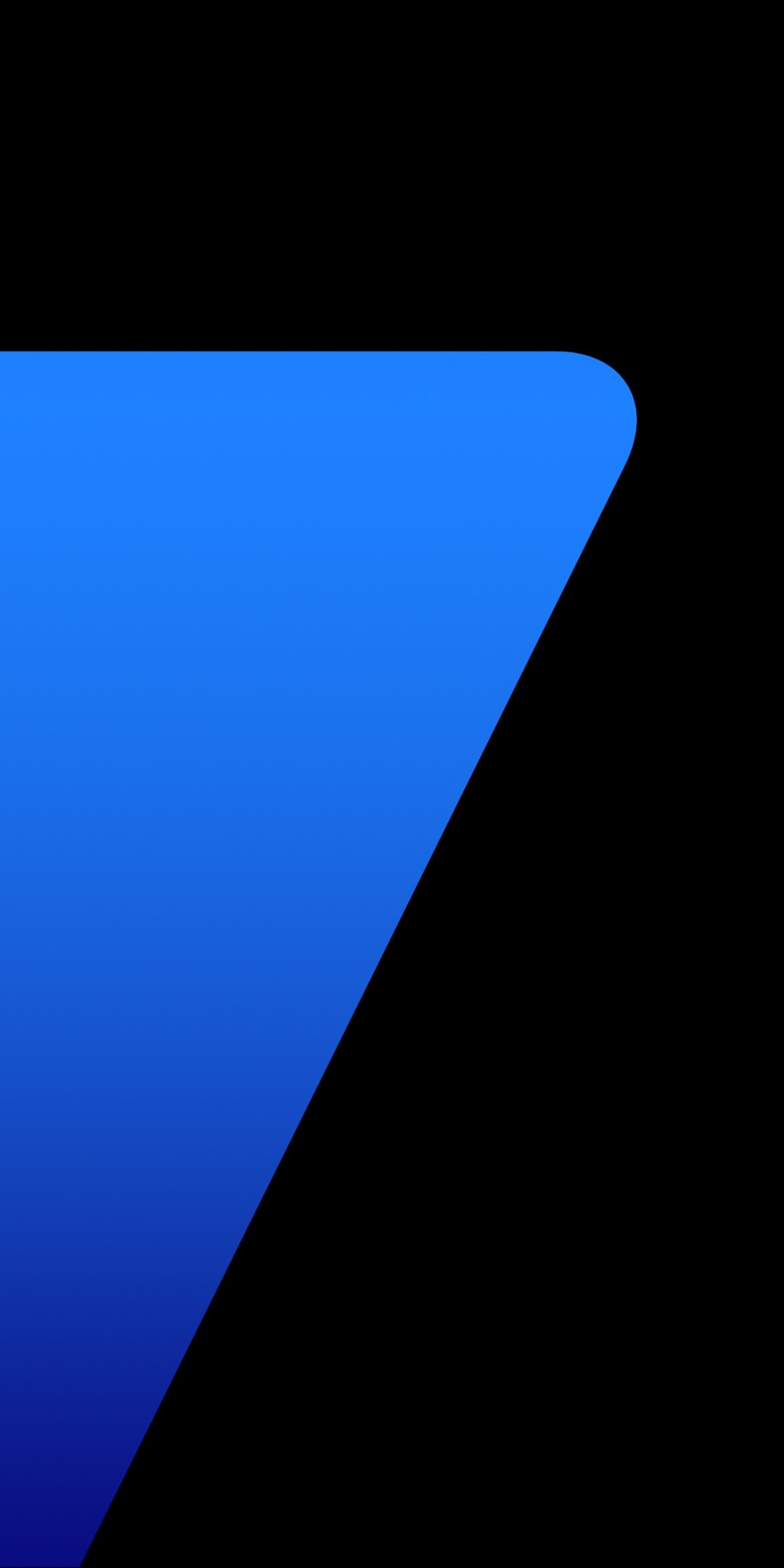 Un primer plano de un triángulo azul sobre un fondo negro (abstracto, android, fondo, negro, azul)