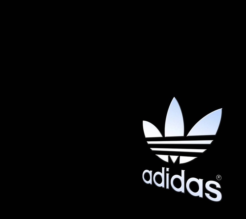 Adidas-logo auf schwarzem hintergrund (blau, liebe)