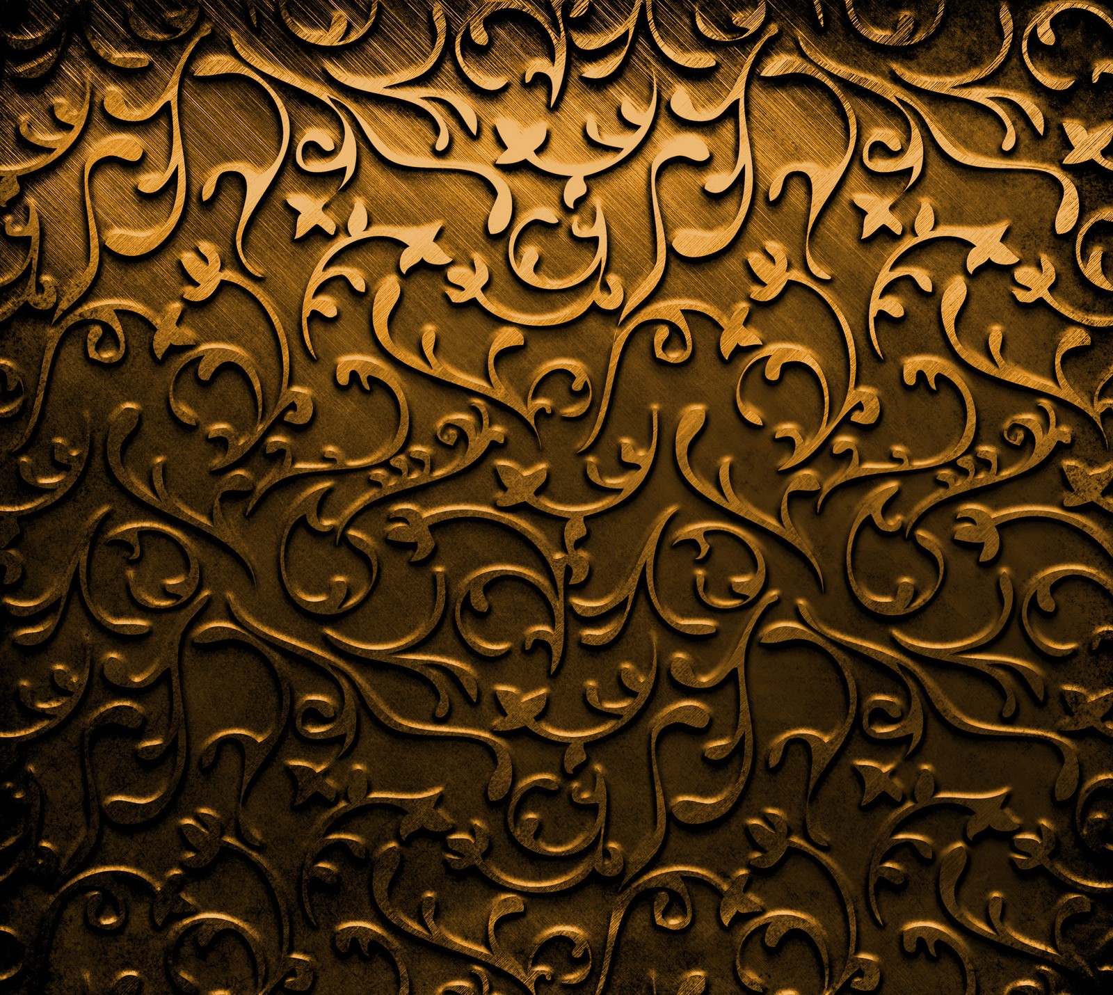 A close up of a gold wall with a pattern on it (golden, wallpaper)