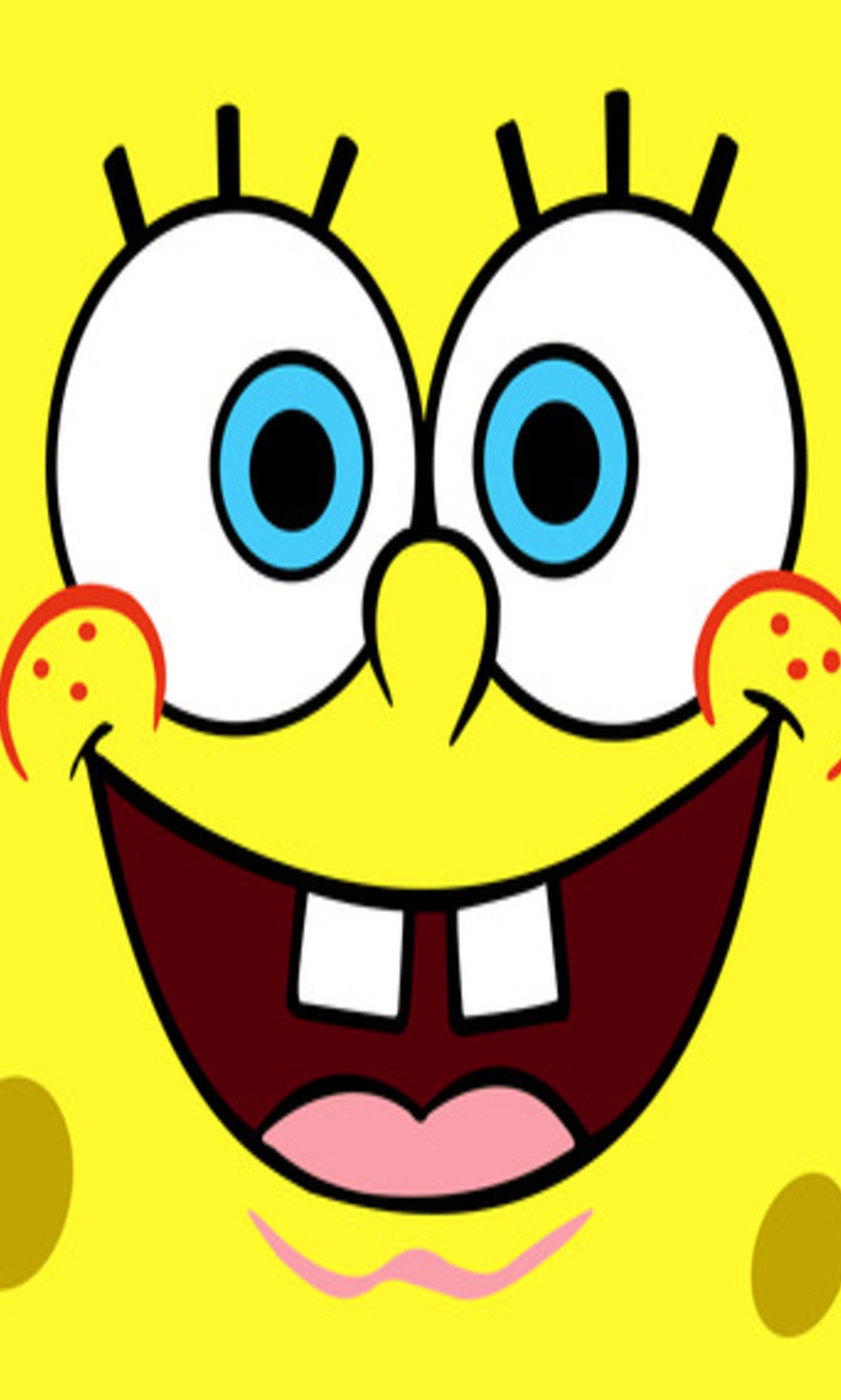 Um desenho animado de uma esponja com grandes olhos e um grande sorriso (desenhos animados, bob esponja, sponge bob)