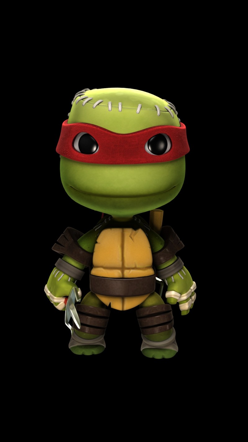 Близкий план игрушки черепашки-ниндзя в шлеме (littlebigplanet, ниндзя, tmnt, черепахи)