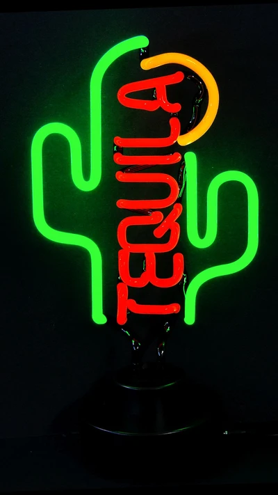 cactus, neon, sign, tequila