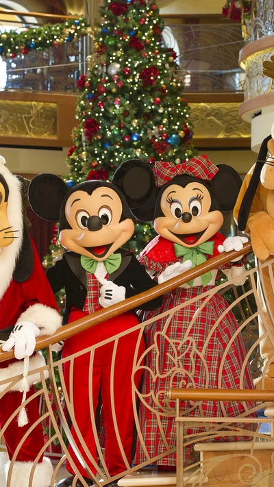 Mickey und Minnie Maus feiern Weihnachten im Disney Resort