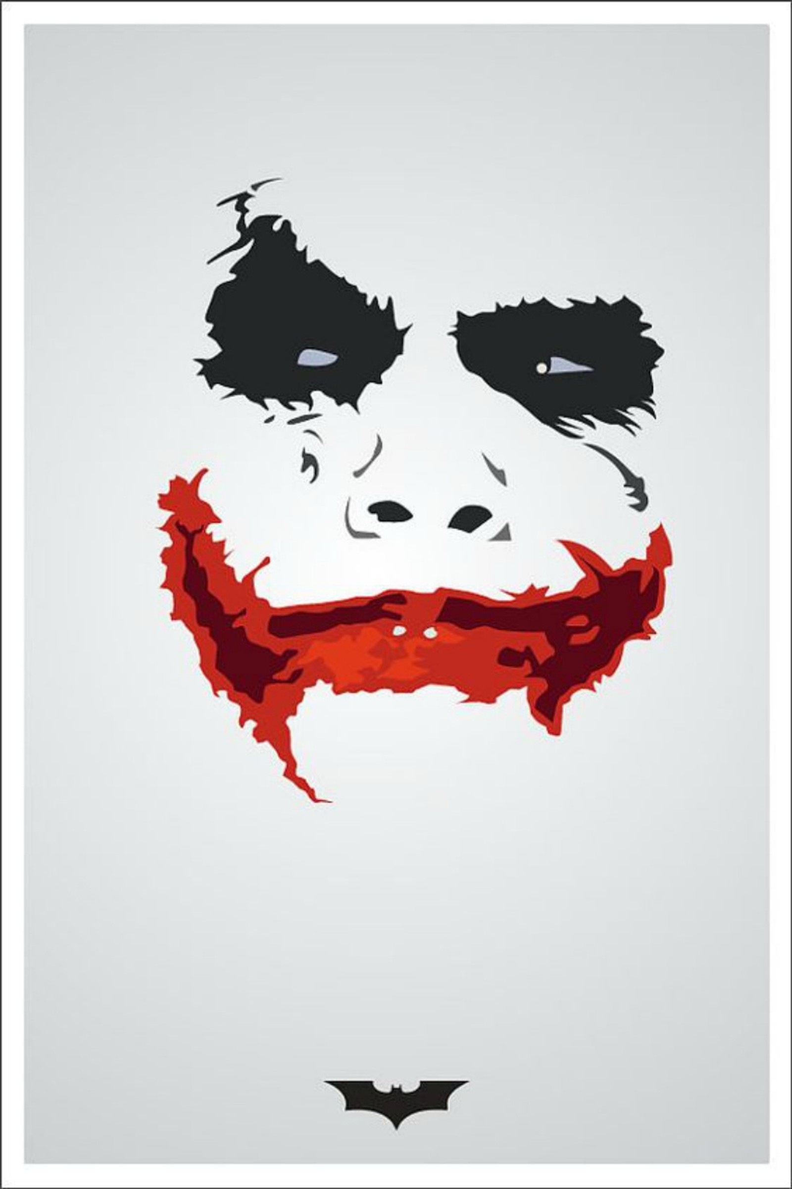 Une affiche du visage du joker avec un nez rouge (bane, batman, joker)