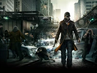 Aiden Pearce navigating a chaotic cityscape, embodying stealth and technology in "Watch Dogs.