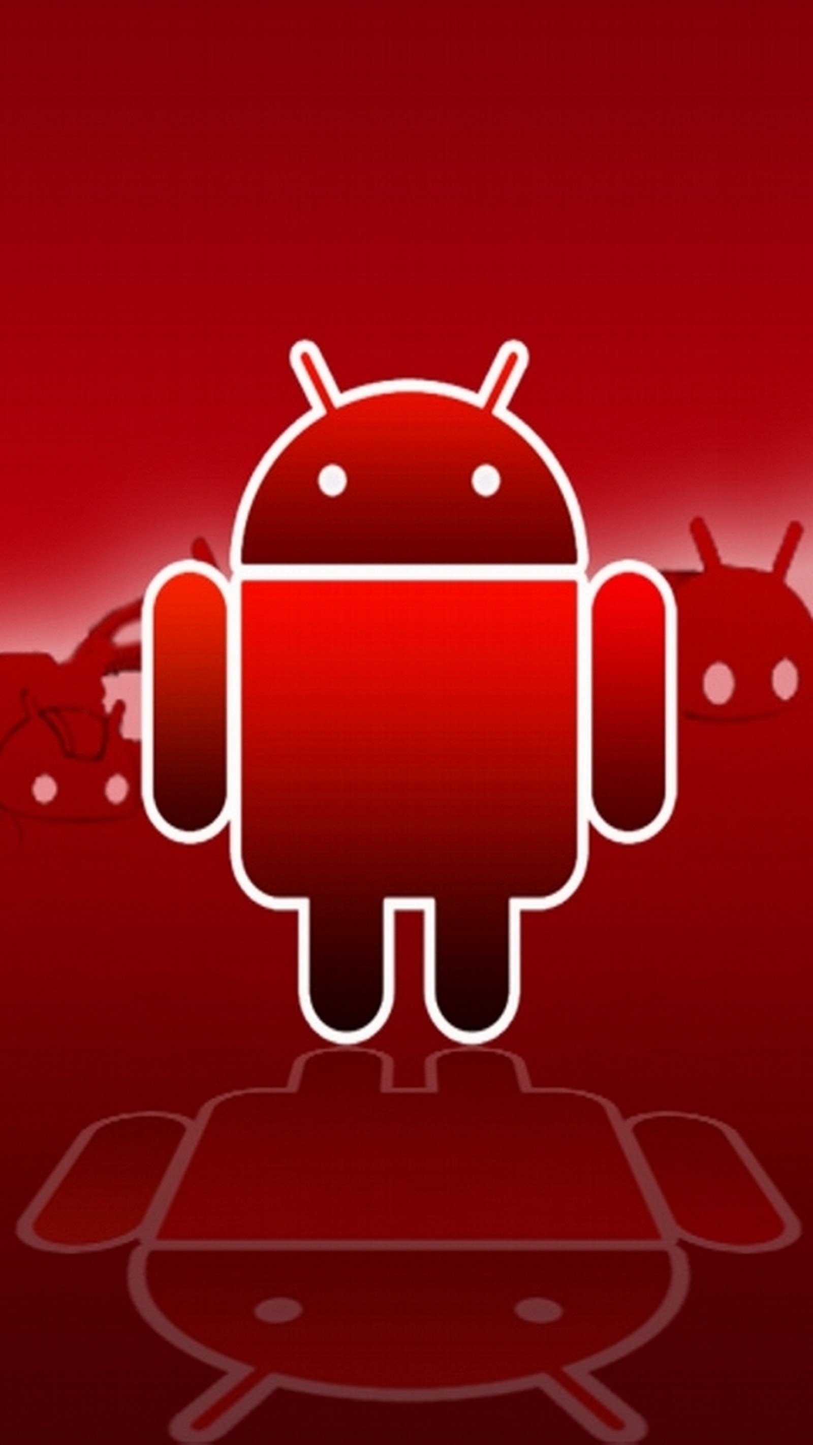 A close up of a red android logo on a red background (android, red, technology)