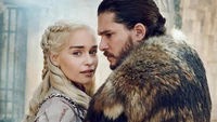 Daenerys Targaryen and Jon Snow in a dramatic moment from Game of Thrones.