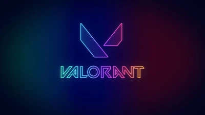 valorant, juegos de pc, fondo degradado, tipografía neón, logo neón