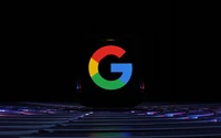 Logotipo do Google estilizado em fundo escuro com elementos de design moderno