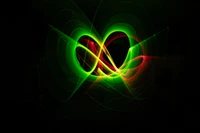 Neon Green Heart: A Minimalist Fractal Illustration with Infinite Light Effects