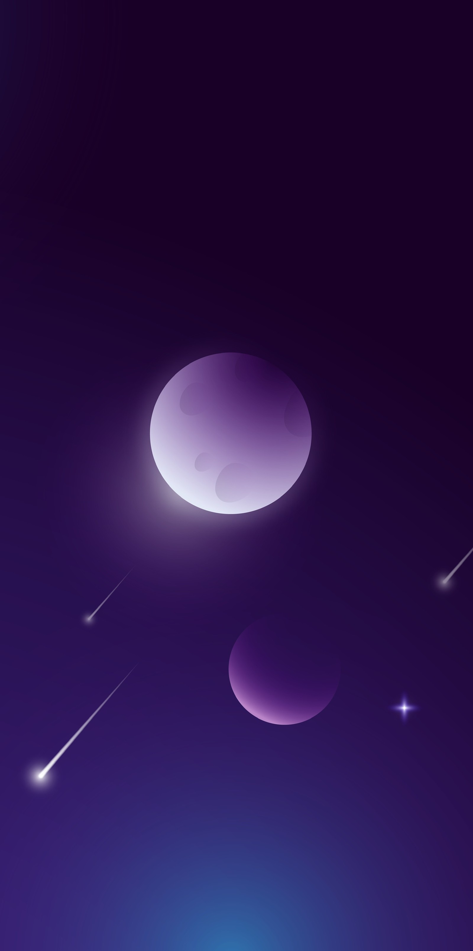 Gros plan d'un fond violet et bleu avec quelques étoiles (atmosphère, violet, art, objeto astronomique, éclat de lentille)