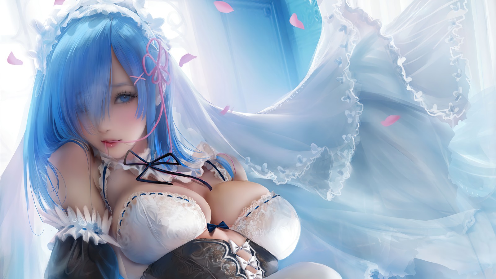 Скачать обои аниме девочки, красивый, rem, ре зеро, re zero