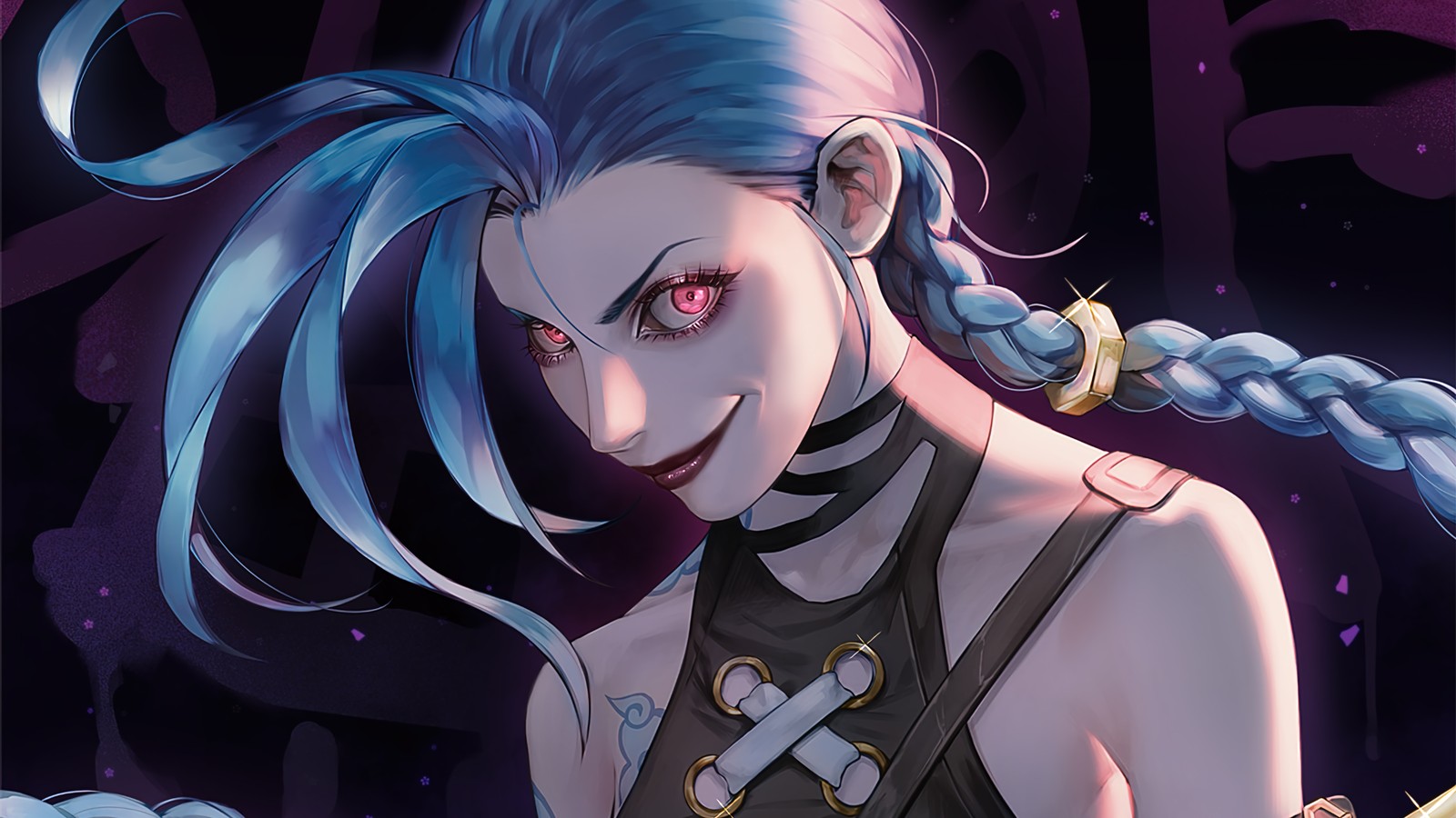 Скачать обои джинкс, jinx, улыбка, тайный, arcane