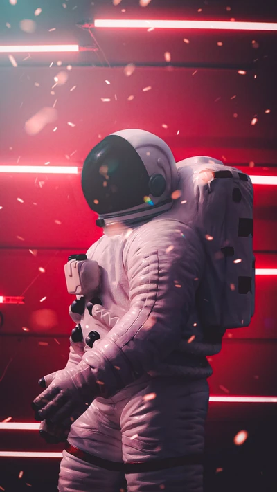 Aventure Spatiale Vibrante : Performance Artistique d'un Tout-Petit en Costume d'Astronaute